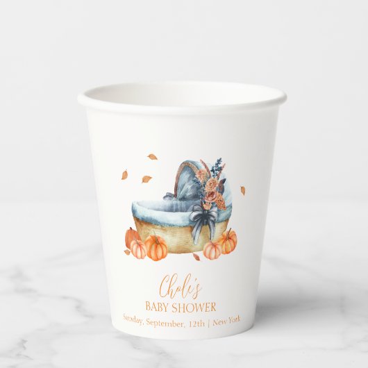 Vintage Rustic Fall Pumpkin Crib Babydusche Pappbecher (Vorderseite)