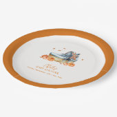 Vintage Rustic Fall Pumpkin Crib Babydusche Pappteller (Schrägansicht)