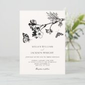 Vintage rustic floral branch wedding einladung (Stehend Vorderseite)