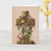 Vintage Rustic Floral Cross, Easter Card, Karte (Gelbe Blume)