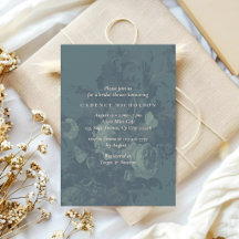 Vintage Rustic Floral Dusky Teal Bridal Shower