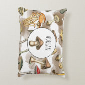 Vintage Rustic Forest Mushrooms Dekokissen (Rückseite(Vertikal))