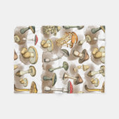 Vintage Rustic Forest Mushrooms Fleecedecke (Vorderseite (Horizontal))