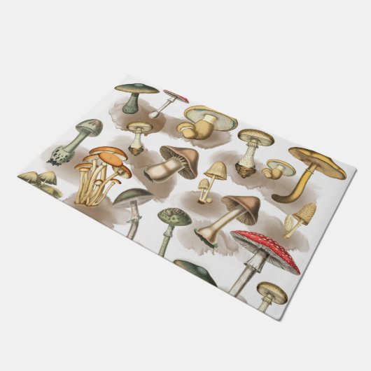 Vintage Rustic Forest Mushrooms Fußmatte (Schrägansicht)