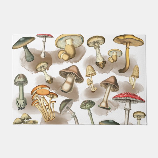 Vintage Rustic Forest Mushrooms Fußmatte (Vorderseite)
