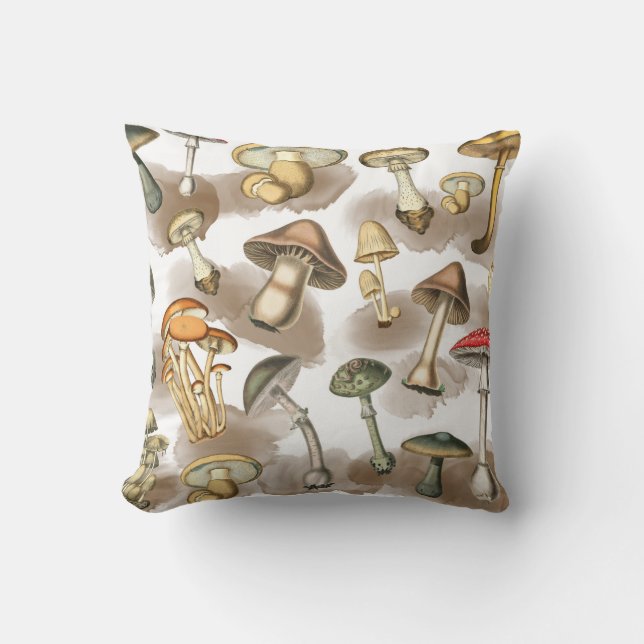 Vintage Rustic Forest Mushrooms Kissen (Vorderseite)