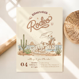 Vintage Rustic Gingham Cowboy Rodeo 6. Geburtstag Einladung