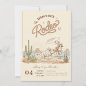 Vintage Rustic Gingham Cowboy Rodeo 6. Geburtstag Einladung (Vorderseite)
