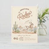 Vintage Rustic Gingham Cowboy Rodeo 6. Geburtstag Einladung (Stehend Vorderseite)
