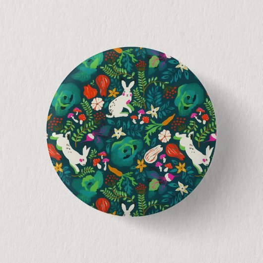 Vintage Rustic Greenery Hase Blumen Garten Button (Vorderseite)