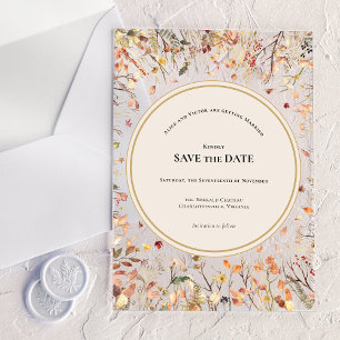 Vintage Rustic Herbst Beige Save-the-Date Acryleinladungen