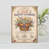 Vintage Rustic Herbst Erntefest-Party Einladung (Stehend Vorderseite)