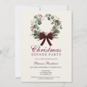 Vintage Rustic Holiday Wreath Christmas Party Einladung (Vorderseite)