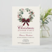 Vintage Rustic Holiday Wreath Christmas Party Einladung (Stehend Vorderseite)
