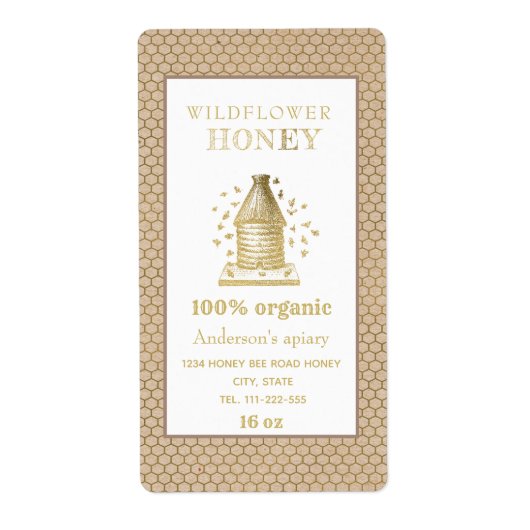 Vintage rustic Kraft gold beehive honey jar (Vorne)