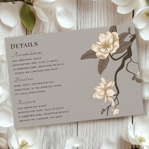 Vintage Rustic Magnolie Grau Hochzeitsdetails RSVP Karte