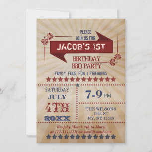 Vintage-Rustic-Memorial-Day-Geburtstags-Einladunge Einladung