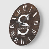 Vintage Rustic Monogram amily Name Große Wanduhr (Winkel)