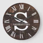 Vintage Rustic Monogram amily Name Große Wanduhr (Vorderseite)