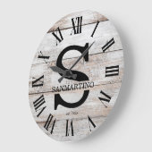 Vintage Rustic Monogram amily Name Große Wanduhr (Winkel)