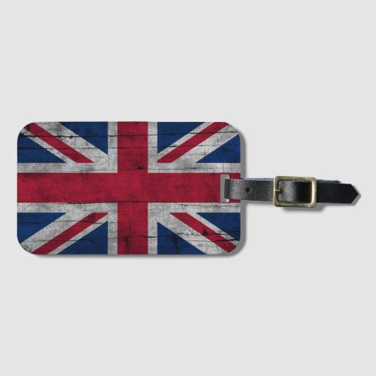 Vintage rustic Patriotic U.K. flag Gepäckanhänger (Vorderseite (Horizontal))