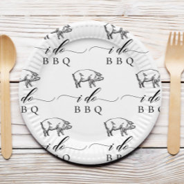 Vintage Rustic Pig I Do BBQ Casual Wedding Pappteller