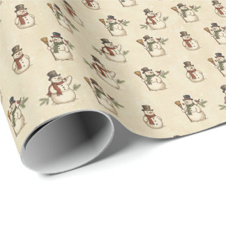 Vintage Rustic Snowman Wrapping Paper Geschenkpapier