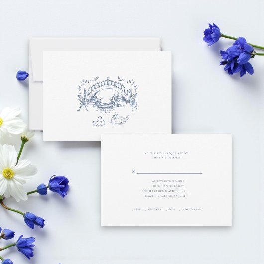 vintage rustic Swans Romantic Wedding Response  RSVP Karte