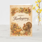 Vintage Rustic Thanksgiving Turkey Harvest  Karte (Gelbe Blume)