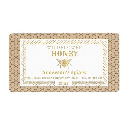 Vintage rusticKraft gold bee honey jar (Vorne)