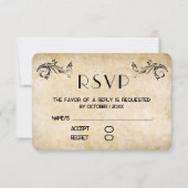 Vintage Rustikal Black Blüh Parchment RSVP Card (Vorderseite)