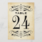 Vintage Rustikal Black Blüh Wedding Tischnummer (Rückseite)