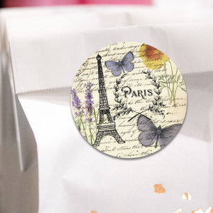 vintage rustikal französischer Eiffelturm Paris Pa Runder Aufkleber