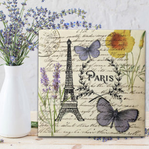 vintage rustikal französischer Schmetterling Paris Fliese