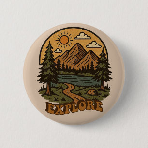 Vintage/rustikal im Freien Natur erkunden Button