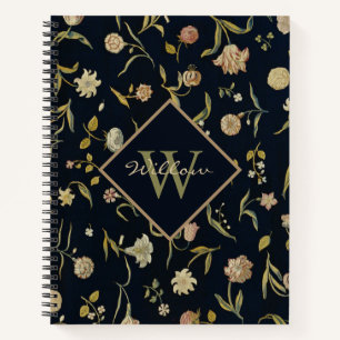 Vintage-Rustikal-Monogramm-Blumen-Teppichmuster Notizblock