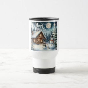 Vintage/Rustikal/Schneemann/Weihnachten Reisebecher