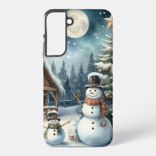 Vintage/Rustikal/Schneemann/Weihnachten Samsung Galaxy Hülle