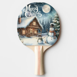 Vintage/Rustikal/Schneemann/Weihnachten Tischtennis Schläger