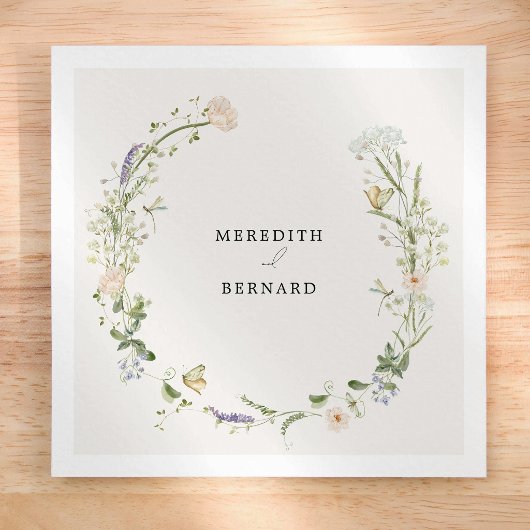 Vintage-Rustikal-Wildblumen-Hochzeitsserviette Serviette