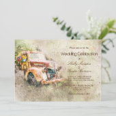 Vintage Rustikale Alte LKW Trendy Foto Hochzeit Einladung (Stehend Vorderseite)