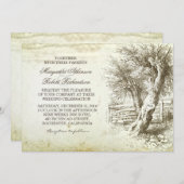Vintage rustikale, alte Papierhochzeit Einladung (Vorne/Hinten)