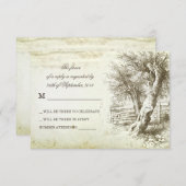 Vintage rustikale alte Papiersorten RSVP Karte (Vorne/Hinten)