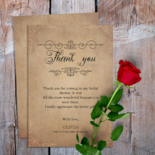 Vintage Rustikale Alte Pergament Brautparty  Dankeskarte