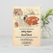 Vintage rustikale Alte Verheiratete Coupé Retro Ho Einladung (Stehend Vorderseite)