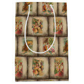 Vintage Rustikale Alte Welt Vater Weihnachtscollag Mittlere Geschenktüte (Vorderseite)