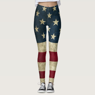 Vintage rustikale amerikanische Flagge patriotisch Leggings