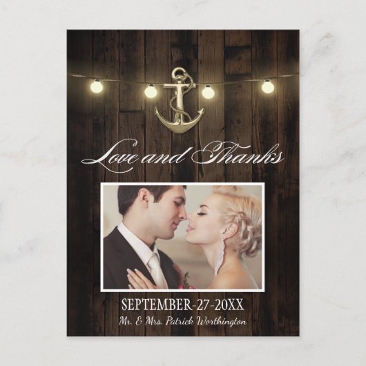 Vintage rustikale Ankerkarte (Nautic Dankeschön Ka Postkarte (Vorderseite)