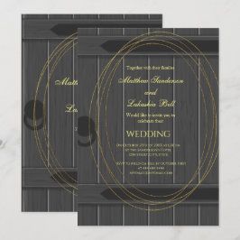 Vintage Rustikale Barenttür Graue Hochzeitseinladu Einladung