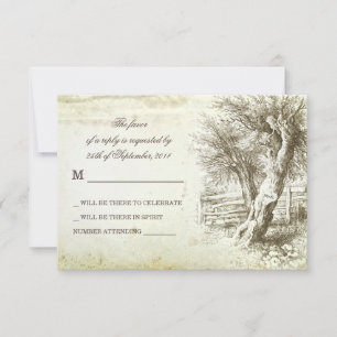 vintage rustikale Baum alte Papier Hochzeit RSVP-K RSVP Karte